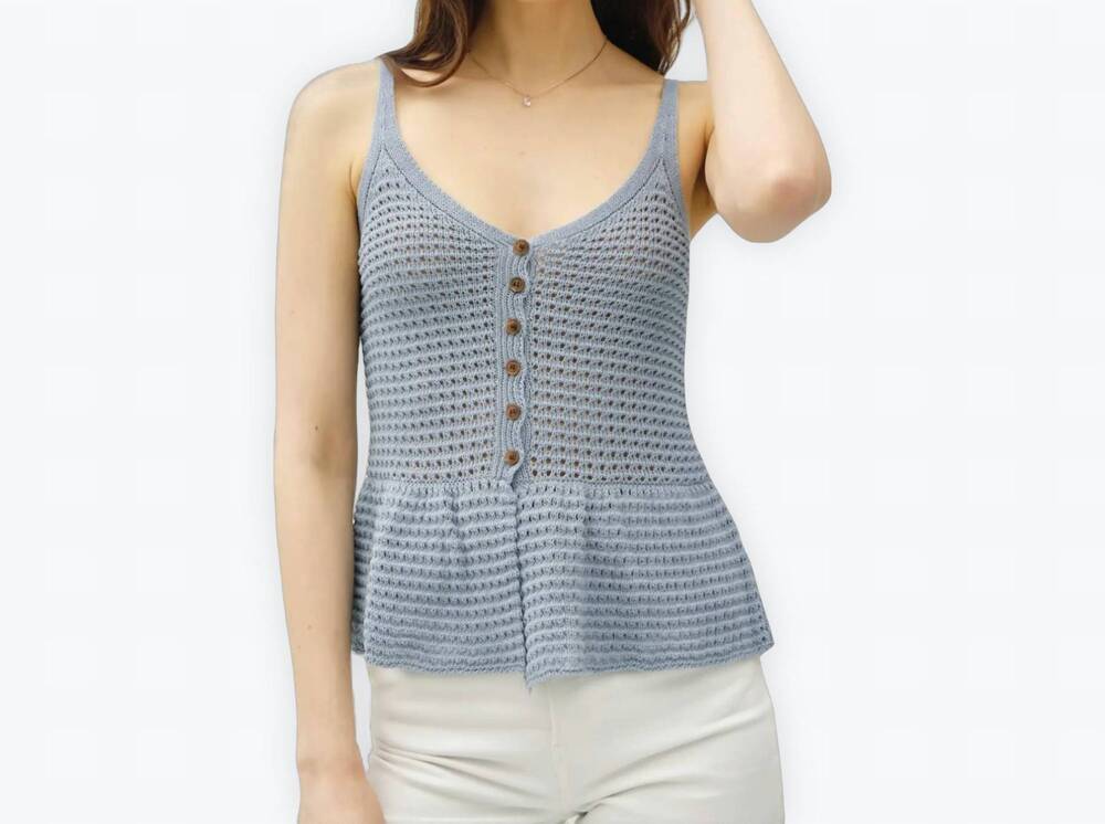 NEW BE COOL buttoned bloom sweater in dusty blue